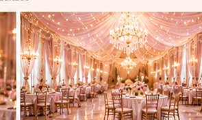 Salón de fiesta con iluminación cálida